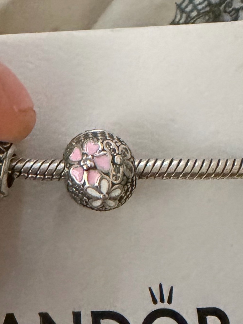Pandora Silver Charm Bracelet with Detailed Silver Charms